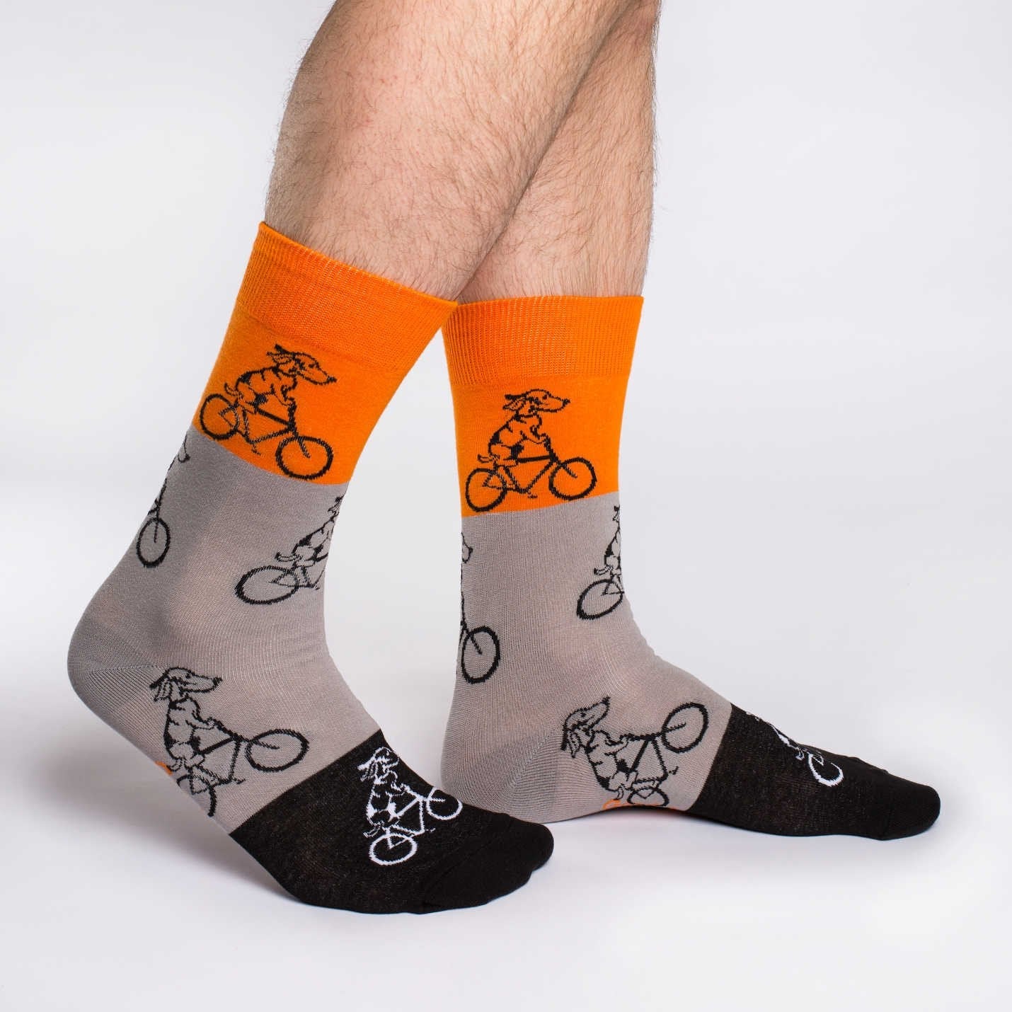Men's Orange Dog Riding Bike Socks