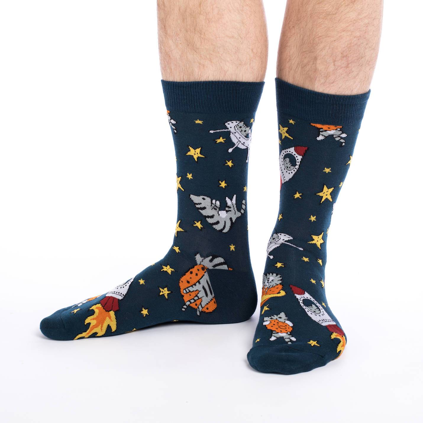 Men's Big & Tall Space Cats Socks