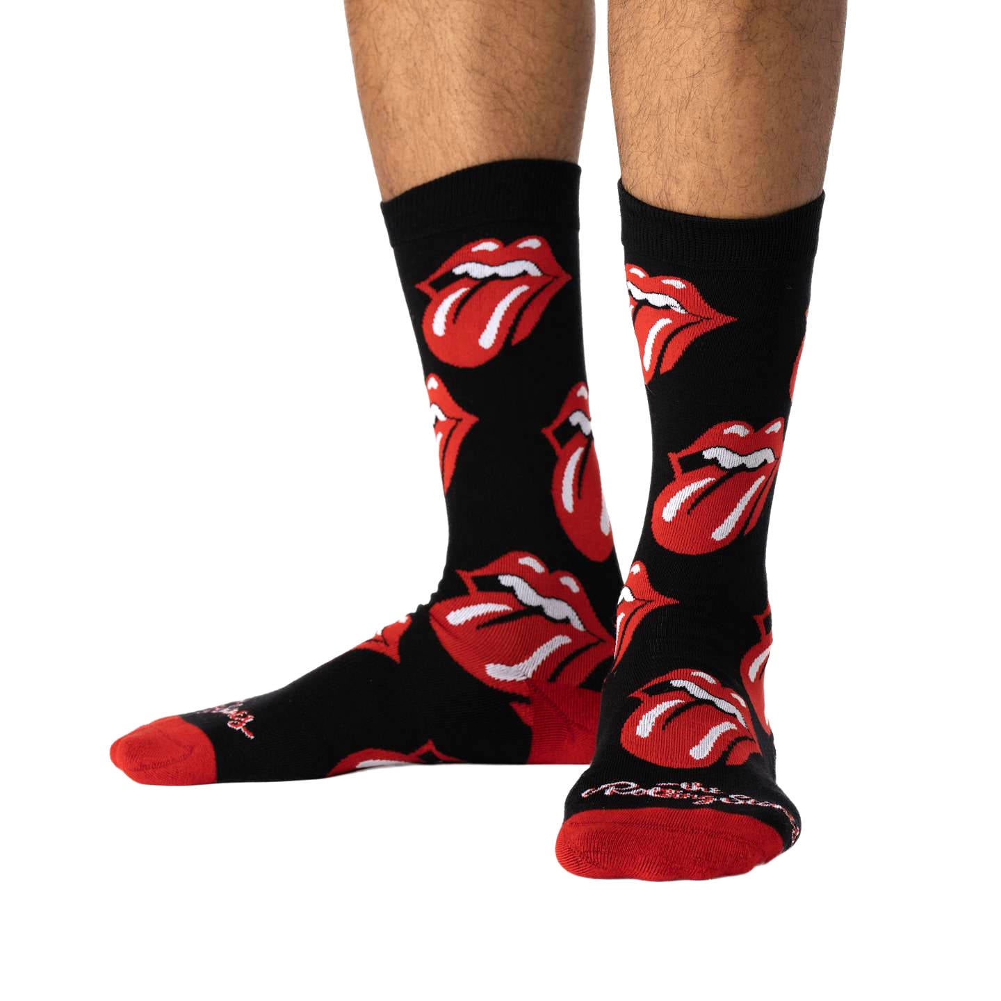 Men's The Rolling Stones, Red Hot Lips on Black Socks