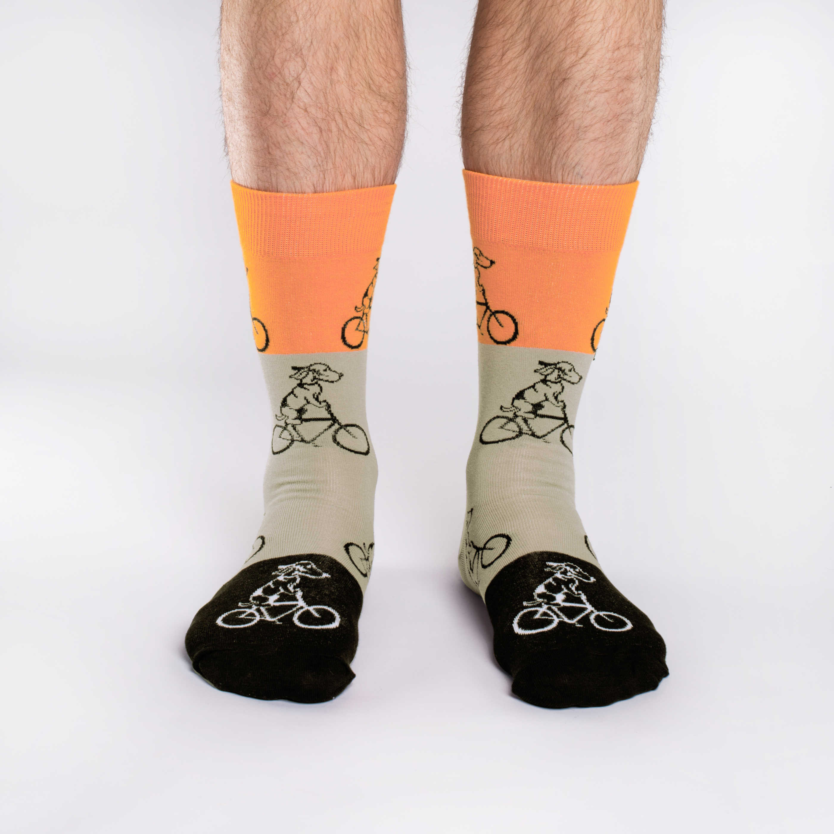 Men's Orange Dog Riding Bike Socks