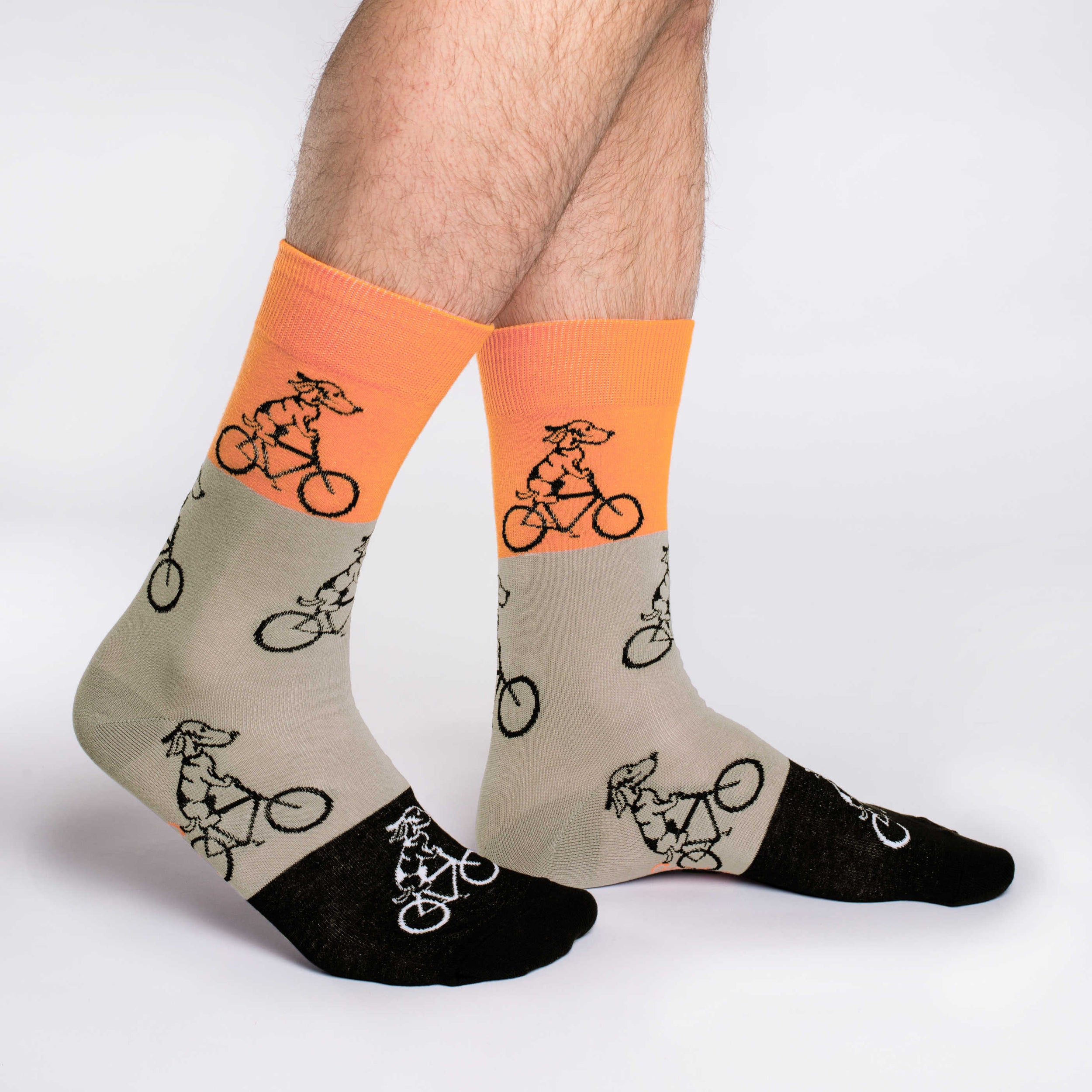 Men's Orange Dog Riding Bike Socks