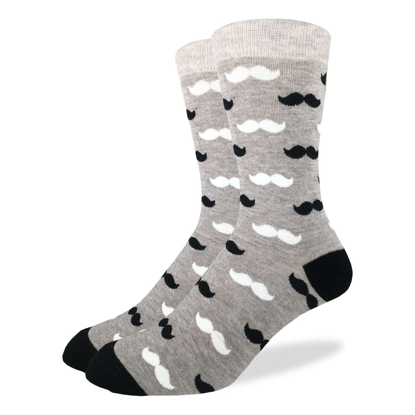 Men's Black & Grey Moustache Socks