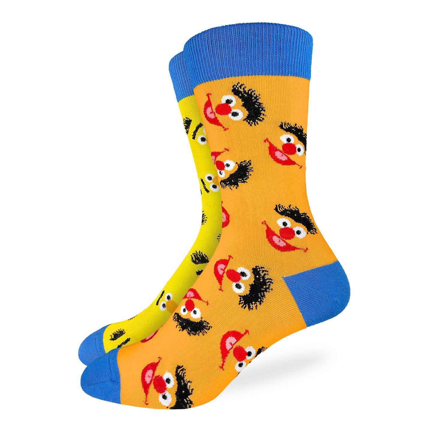 Men's Sesame Street, Bert and Ernie Mismatched Heads Socks