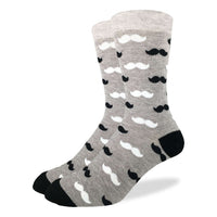 Men's Big & Tall Black & Grey Moustache Socks