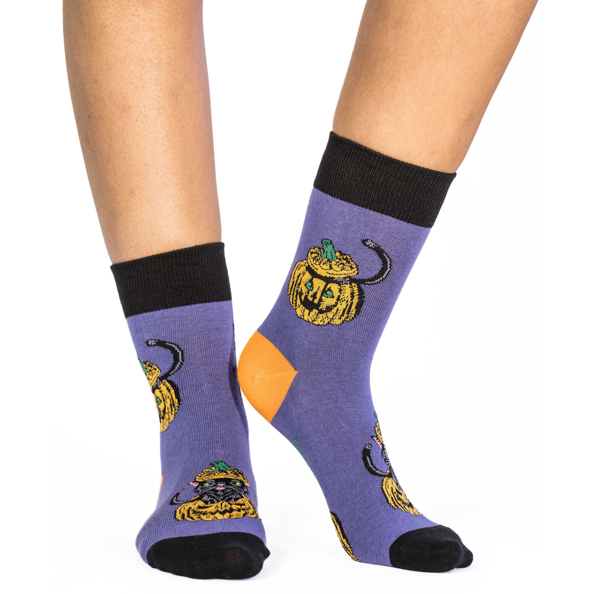 Women's Black Cats Hiding in Pumpkins Socks