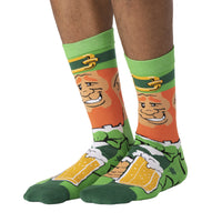 Men's Leprechaun Drinking Beer Socks