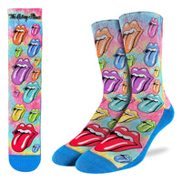 Men's The Rolling Stones, Rainbow Hot Lips on Tie-Dye Socks