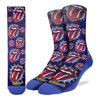 Men's The Rolling Stones, Red Hot Lips on Purple Socks
