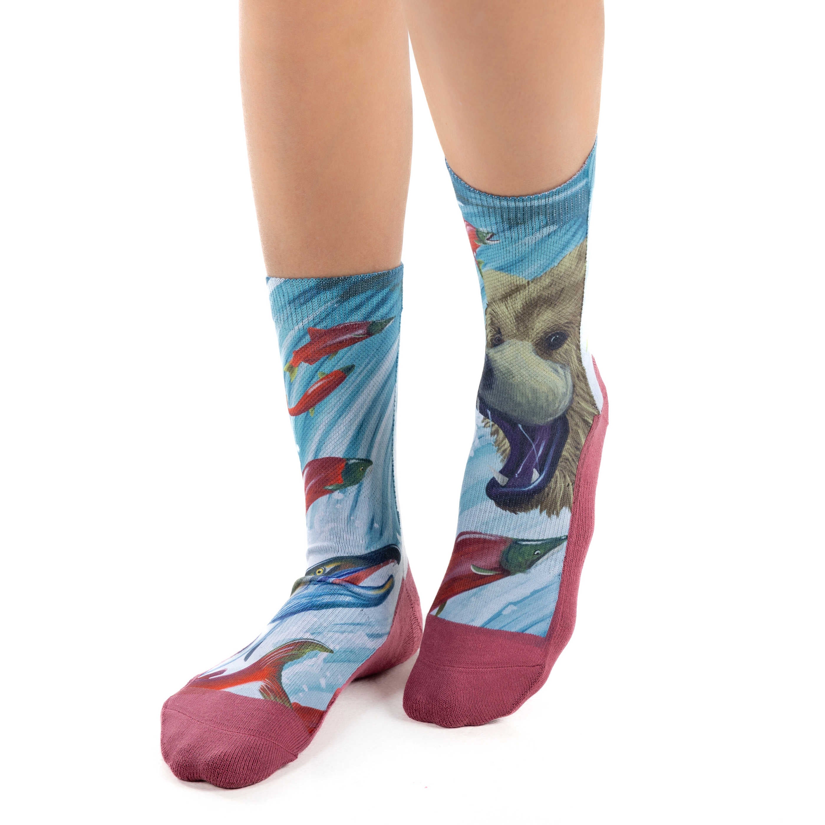 Women's Grizzly Bear & Sockeye Salmon Socks