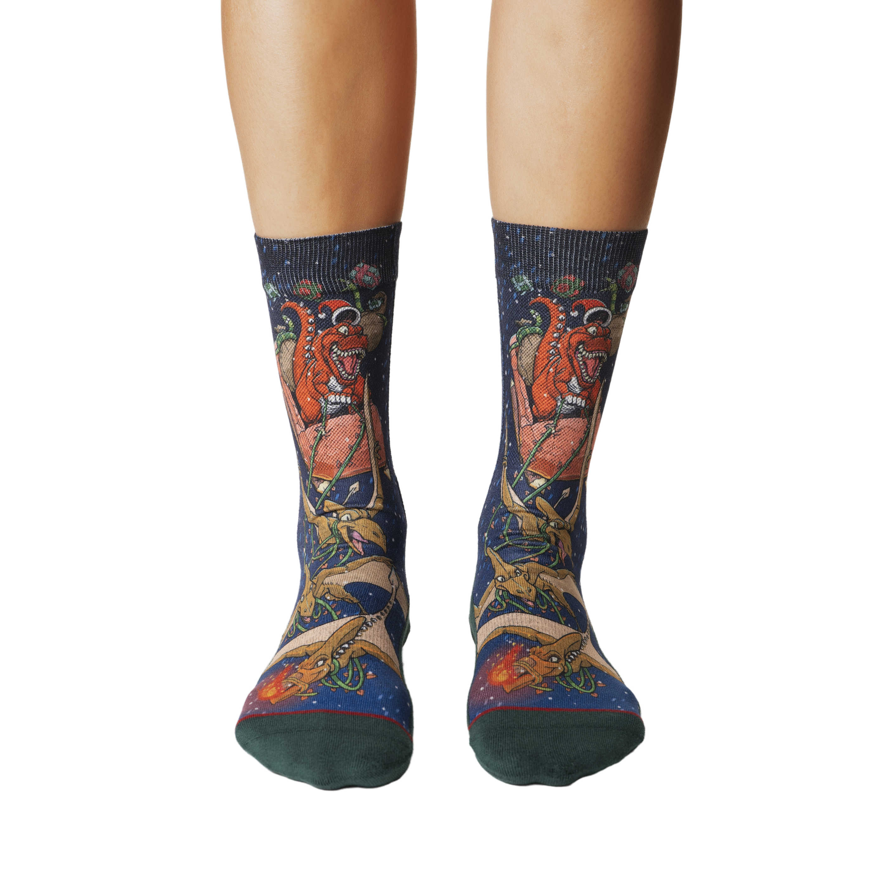 Women's Santa Claus Tyrannosaurus Rex Socks