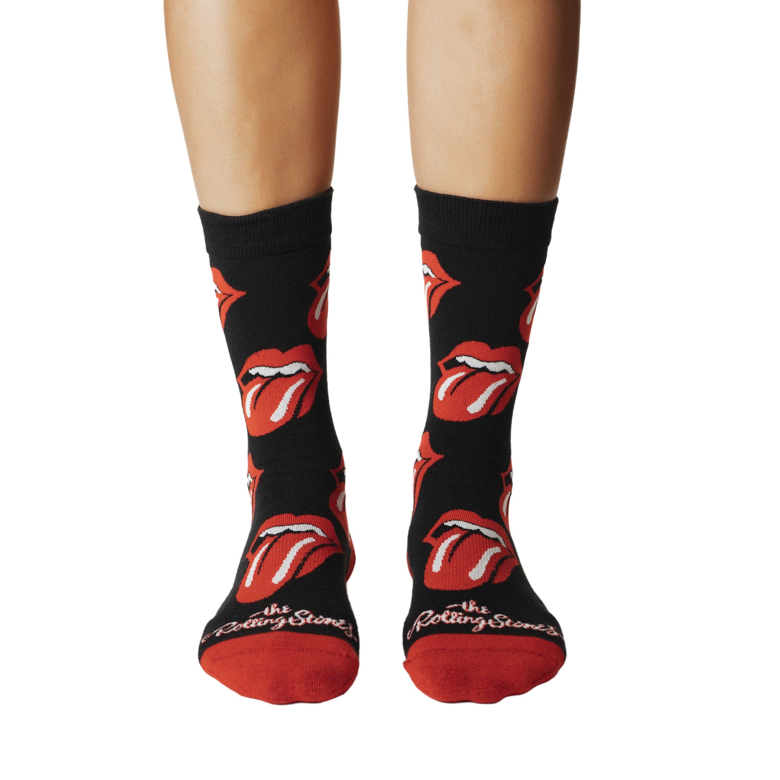 Women's The Rolling Stones, Red Hot Lips on Black Socks