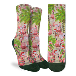 Women's Christmas Flamingos on the Beach Socks
