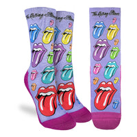 Women's The Rolling Stones, Rainbow Hot Lips on Lavender Socks