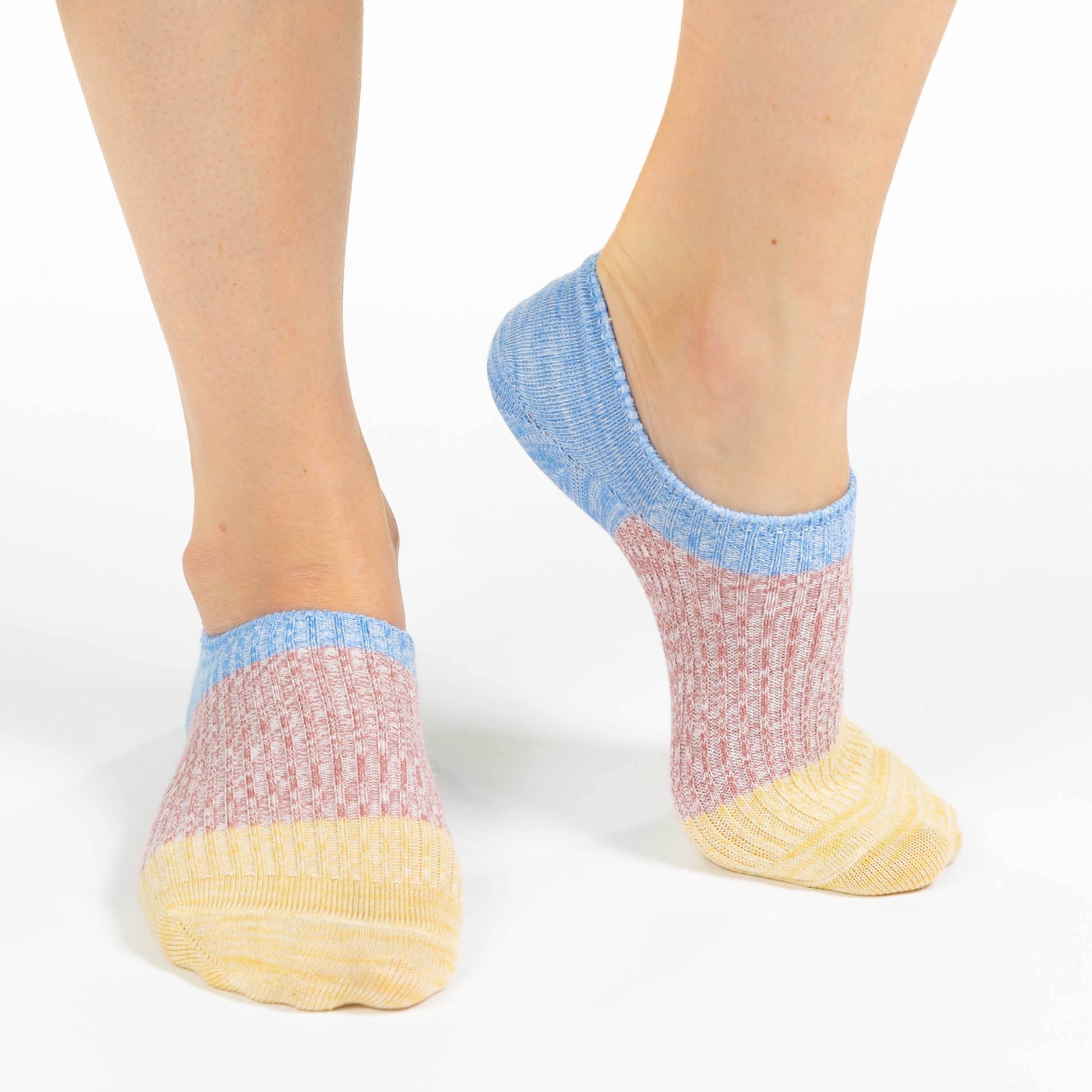 Women's Stripes - Blue, Pink, Yellow No Show Socks