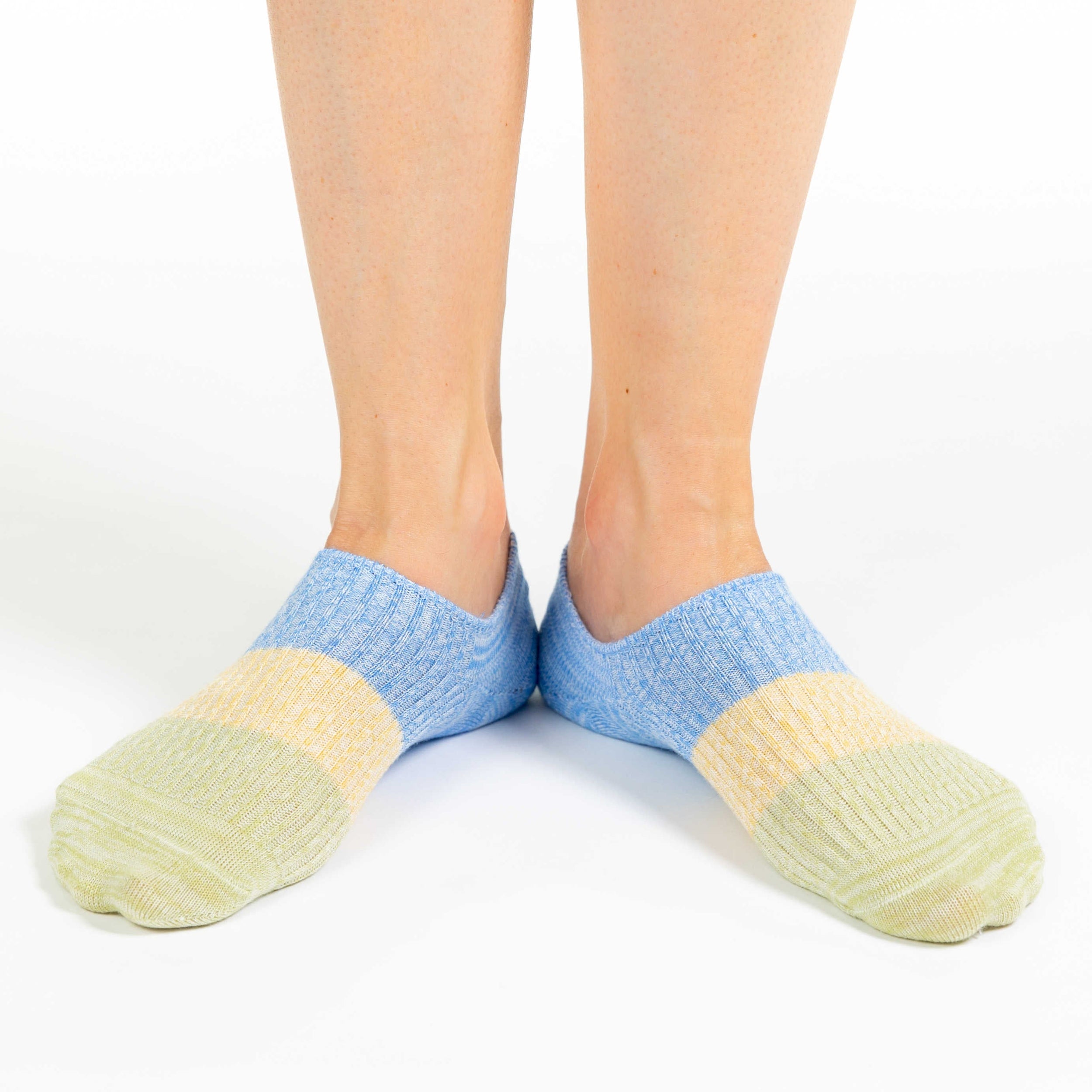 Women's Stripes - Blue, Yellow, Green No Show Socks